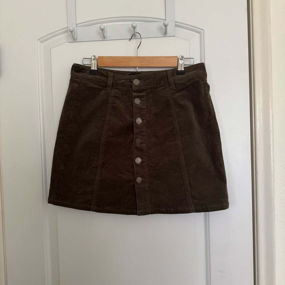 YMI olive green Button-Up Mini Skirt